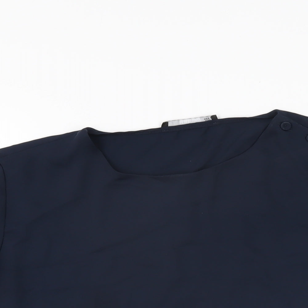 Womens UK Size S Mango Blue Basic Blouse
