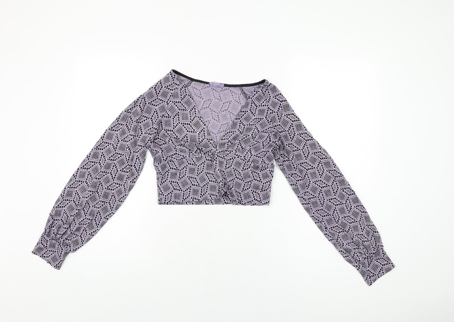 Womens UK Size S Pins & Needles Purple Cropped T-Shirt