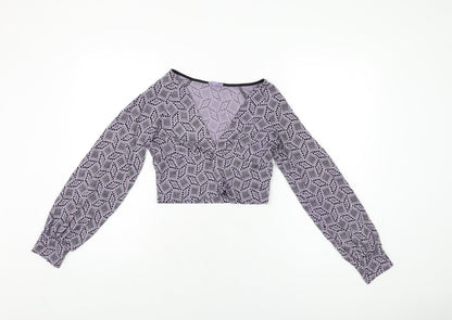 Womens UK Size S Pins & Needles Purple Cropped T-Shirt