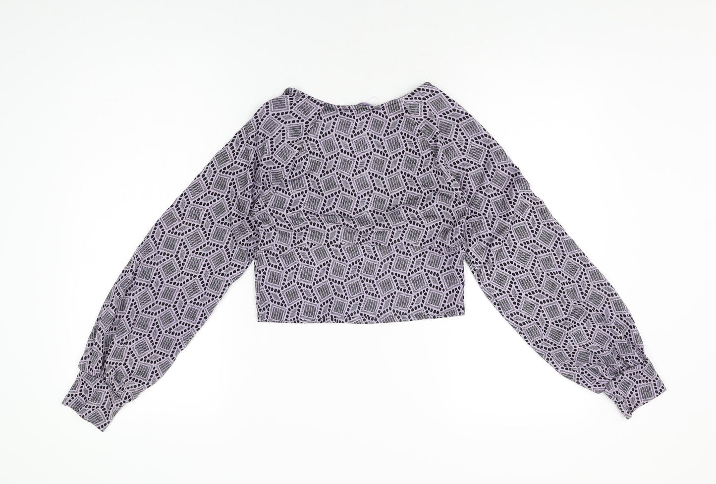 Womens UK Size S Pins & Needles Purple Cropped T-Shirt