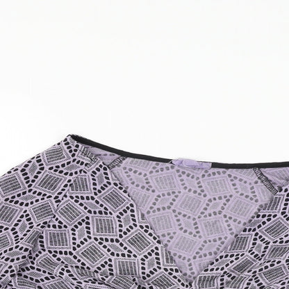 Womens UK Size S Pins & Needles Purple Cropped T-Shirt