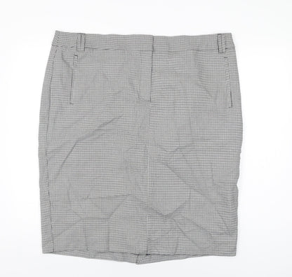 Marks and Spencer Womens Grey Geometric Polyester Straight & Pencil Skirt Size 22 Zip