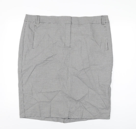 Marks and Spencer Womens Grey Geometric Polyester Straight & Pencil Skirt Size 22 Zip
