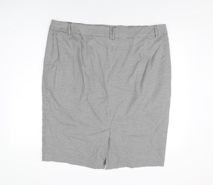 Marks and Spencer Womens Grey Geometric Polyester Straight & Pencil Skirt Size 22 Zip