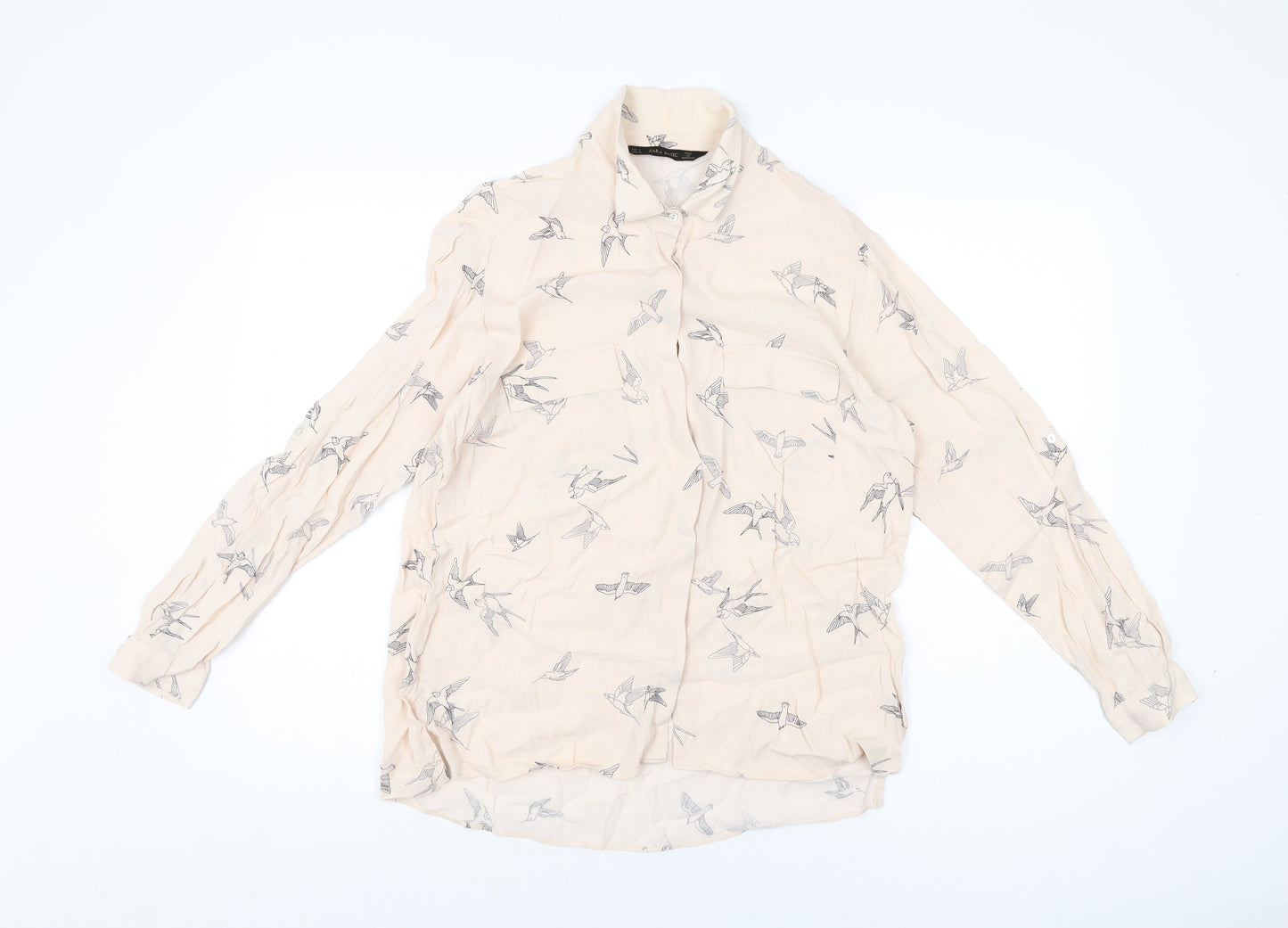 Womens UK Size L Zara Pink Basic Button-Up