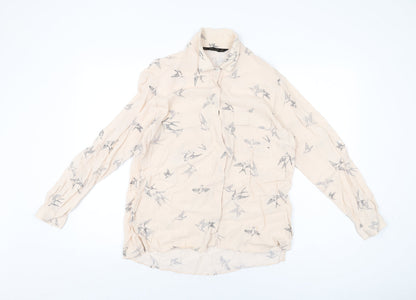Womens UK Size L Zara Pink Basic Button-Up