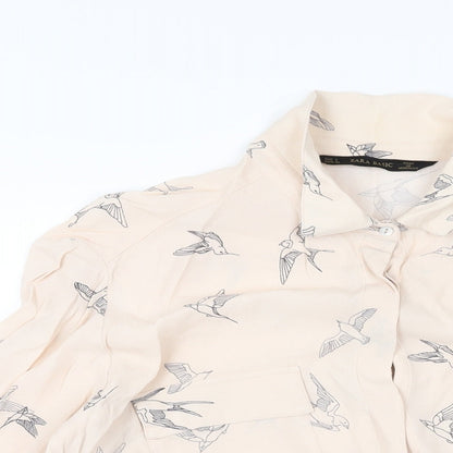 Womens UK Size L Zara Pink Basic Button-Up