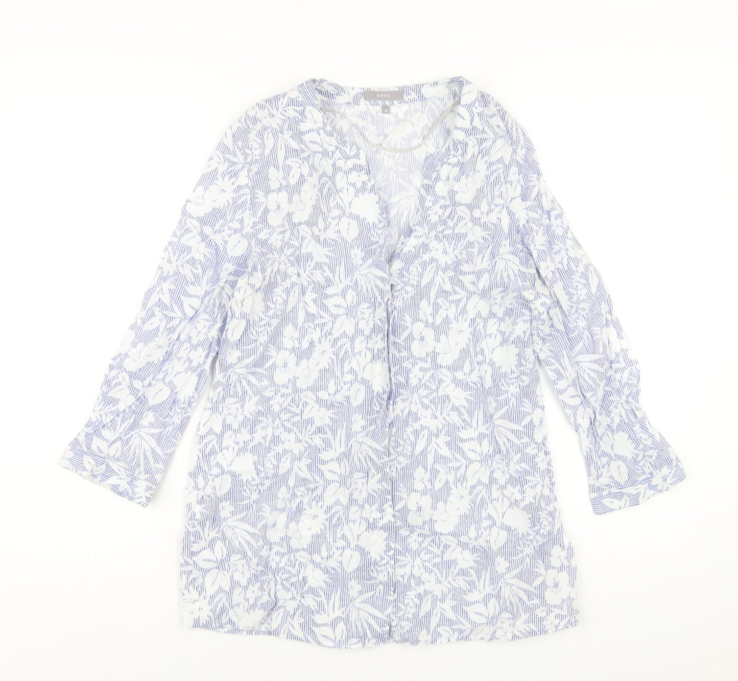 Womens UK Size 10 ERFO Blue Basic Button-Up