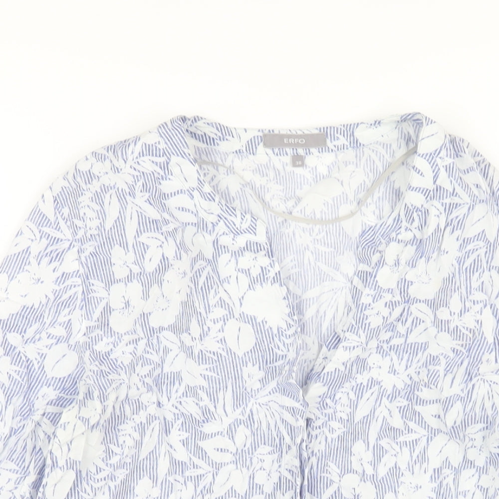 Womens UK Size 10 ERFO Blue Basic Button-Up