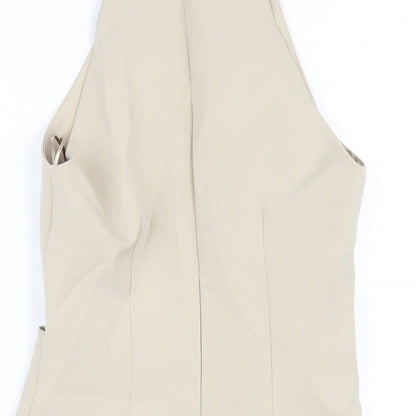 Zara Womens Beige Polyester Mini Size XS Round Neck Zip