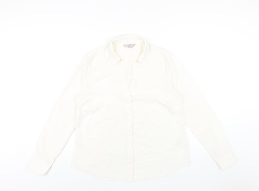 Womens UK Size 14 H&M White Basic Button-Up