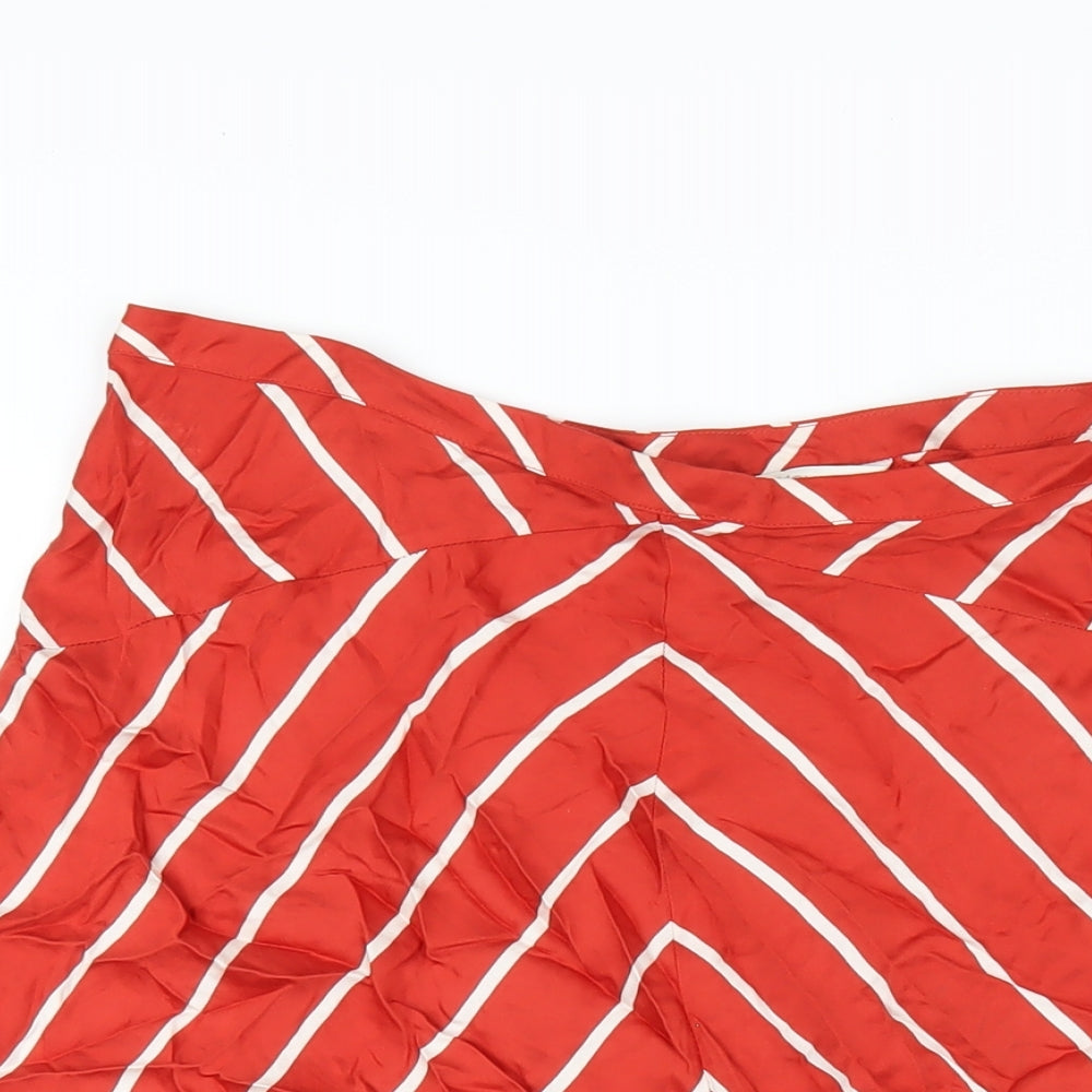 Monsoon Womens Red Striped Modal A-Line Skirt Size 14 Zip