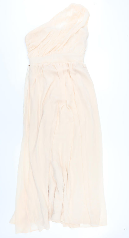 Little Misstress Womens Beige Polyester Maxi Size 14 One Shoulder Zip