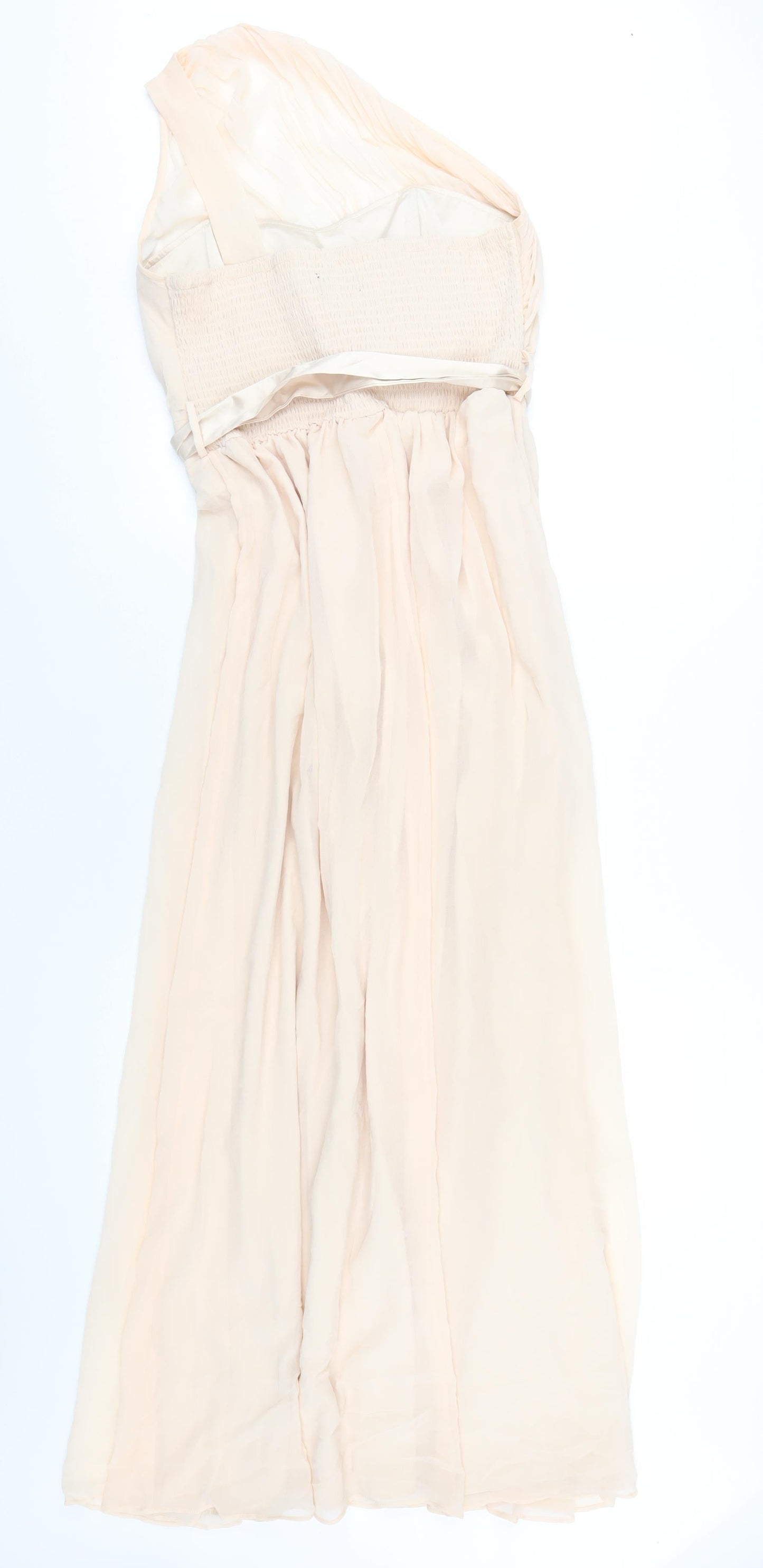 Little Misstress Womens Beige Polyester Maxi Size 14 One Shoulder Zip