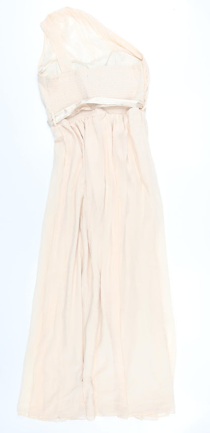 Little Misstress Womens Beige Polyester Maxi Size 14 One Shoulder Zip