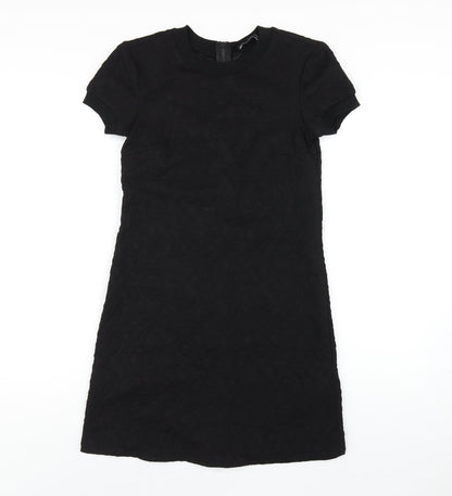 Zara Womens Black Polyester A-Line Size XS Round Neck Zip