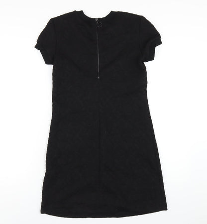 Zara Womens Black Polyester A-Line Size XS Round Neck Zip