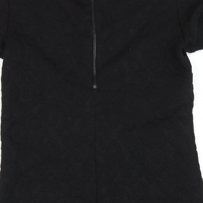Zara Womens Black Polyester A-Line Size XS Round Neck Zip