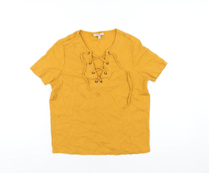 Womens UK Size 12 Marks and Spencer Yellow Basic T-Shirt