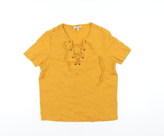 Womens UK Size 12 Marks and Spencer Yellow Basic T-Shirt