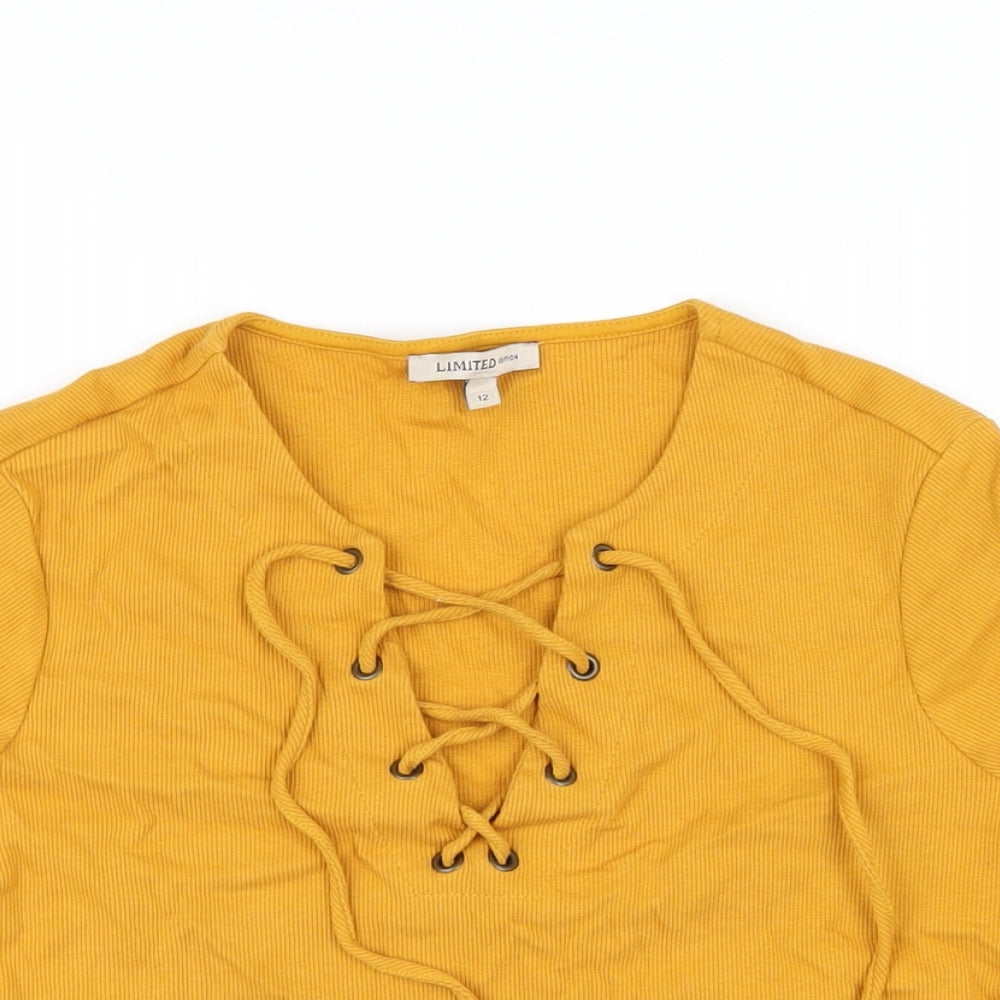 Womens UK Size 12 Marks and Spencer Yellow Basic T-Shirt
