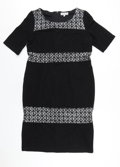 Per Una Womens Black Polyester Pencil Dress Size 16 Roll Neck Zip