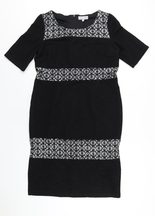 Per Una Womens Black Polyester Pencil Dress Size 16 Roll Neck Zip