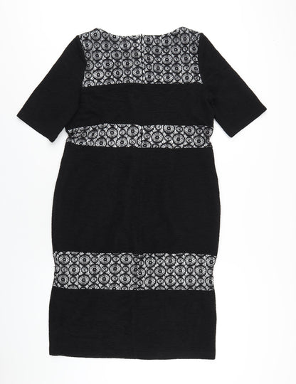 Per Una Womens Black Polyester Pencil Dress Size 16 Roll Neck Zip