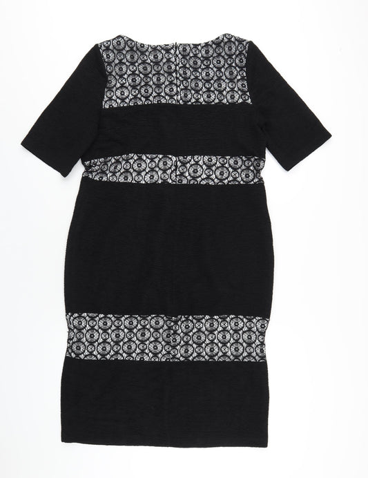 Per Una Womens Black Polyester Pencil Dress Size 16 Roll Neck Zip