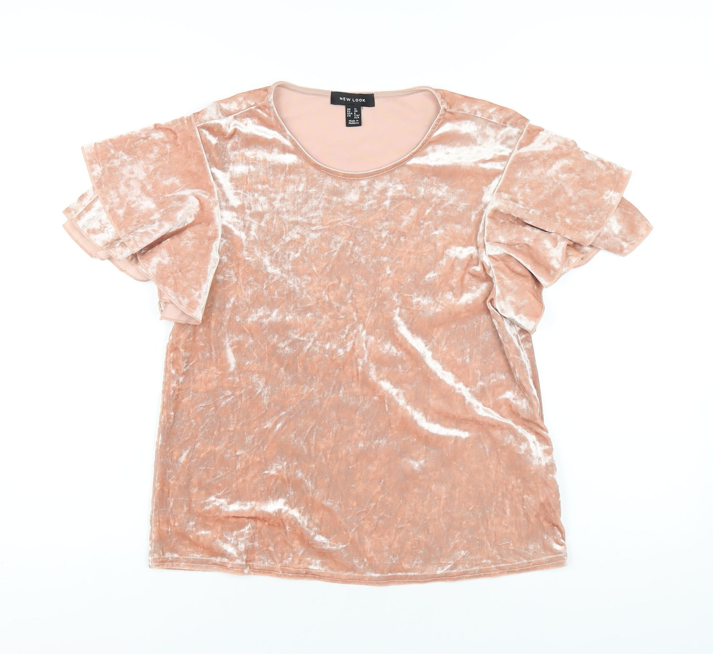 Womens UK Size 12 New Look Pink Basic T-Shirt