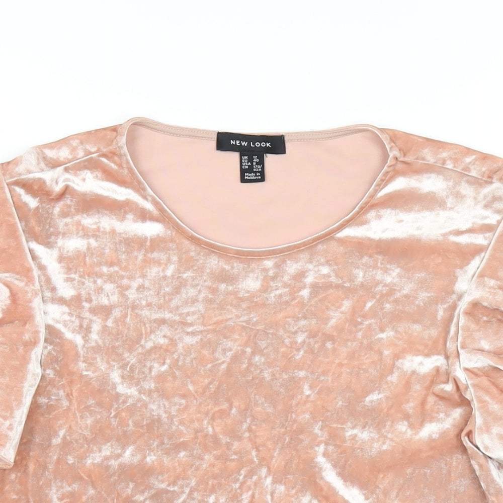 Womens UK Size 12 New Look Pink Basic T-Shirt