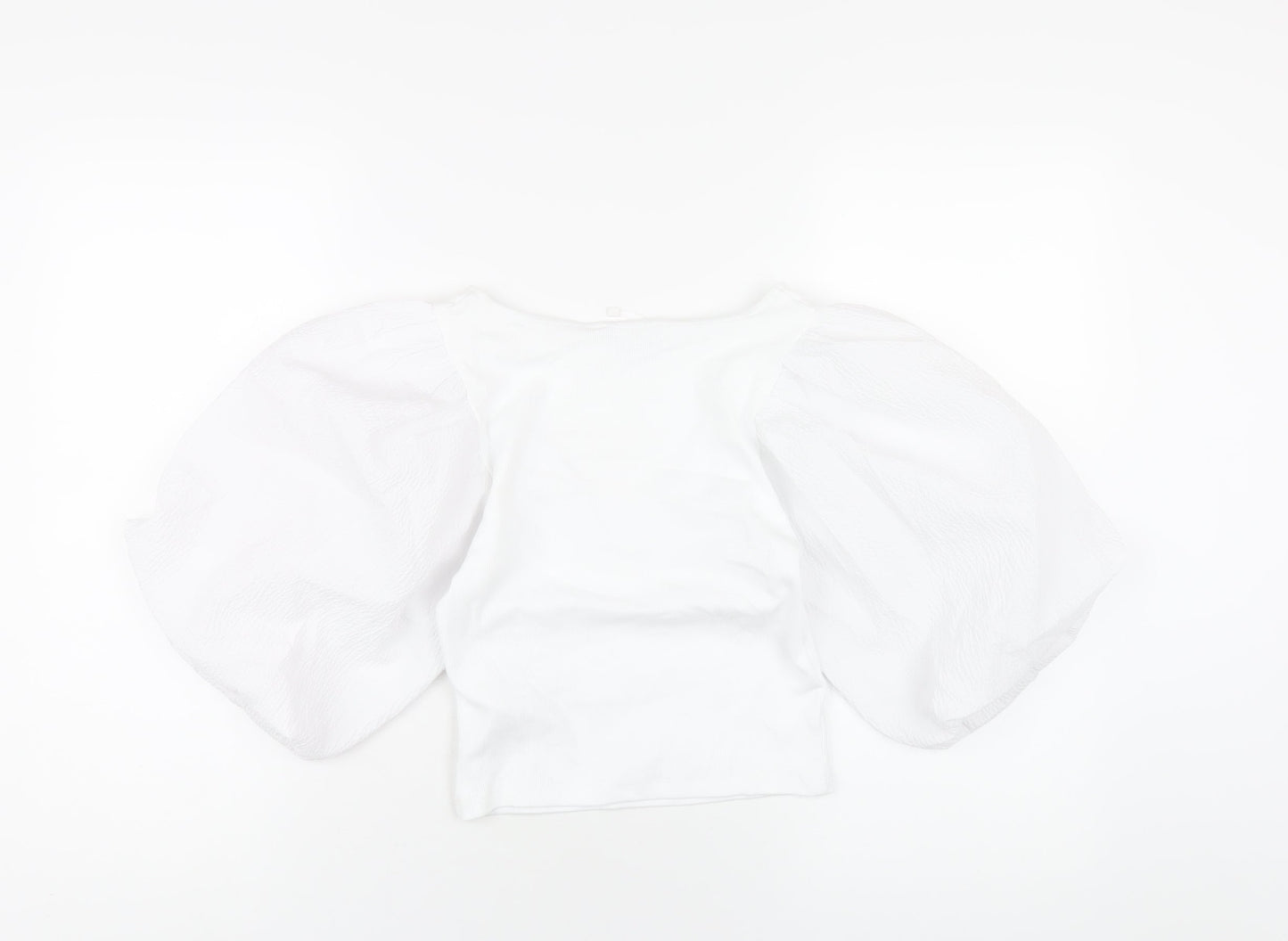 Womens UK Size M Zara White Cropped T-Shirt