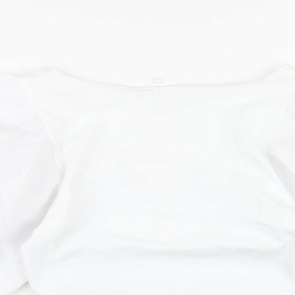 Womens UK Size M Zara White Cropped T-Shirt
