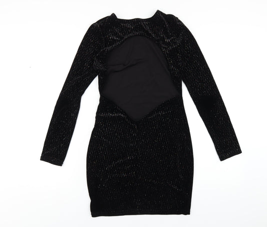 In the Style Womens Black Polyester Bodycon Size 10 Round Neck Pullover