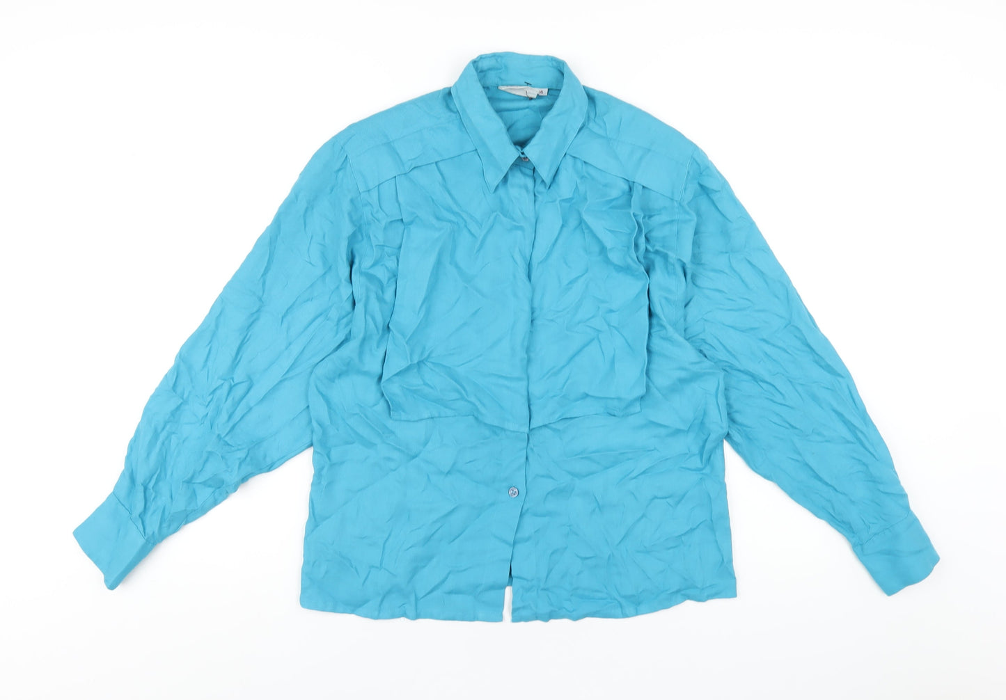 Womens UK Size 14 NEXT Blue Basic Button-Up