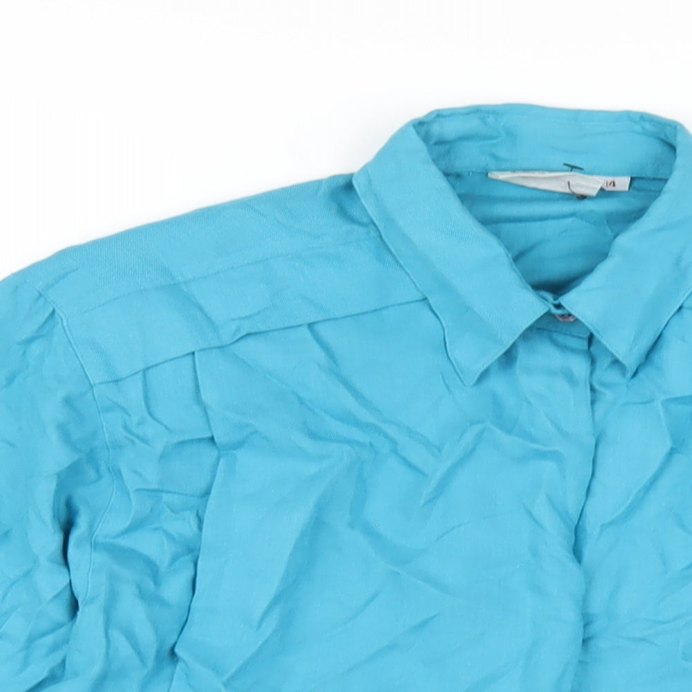 Womens UK Size 14 NEXT Blue Basic Button-Up