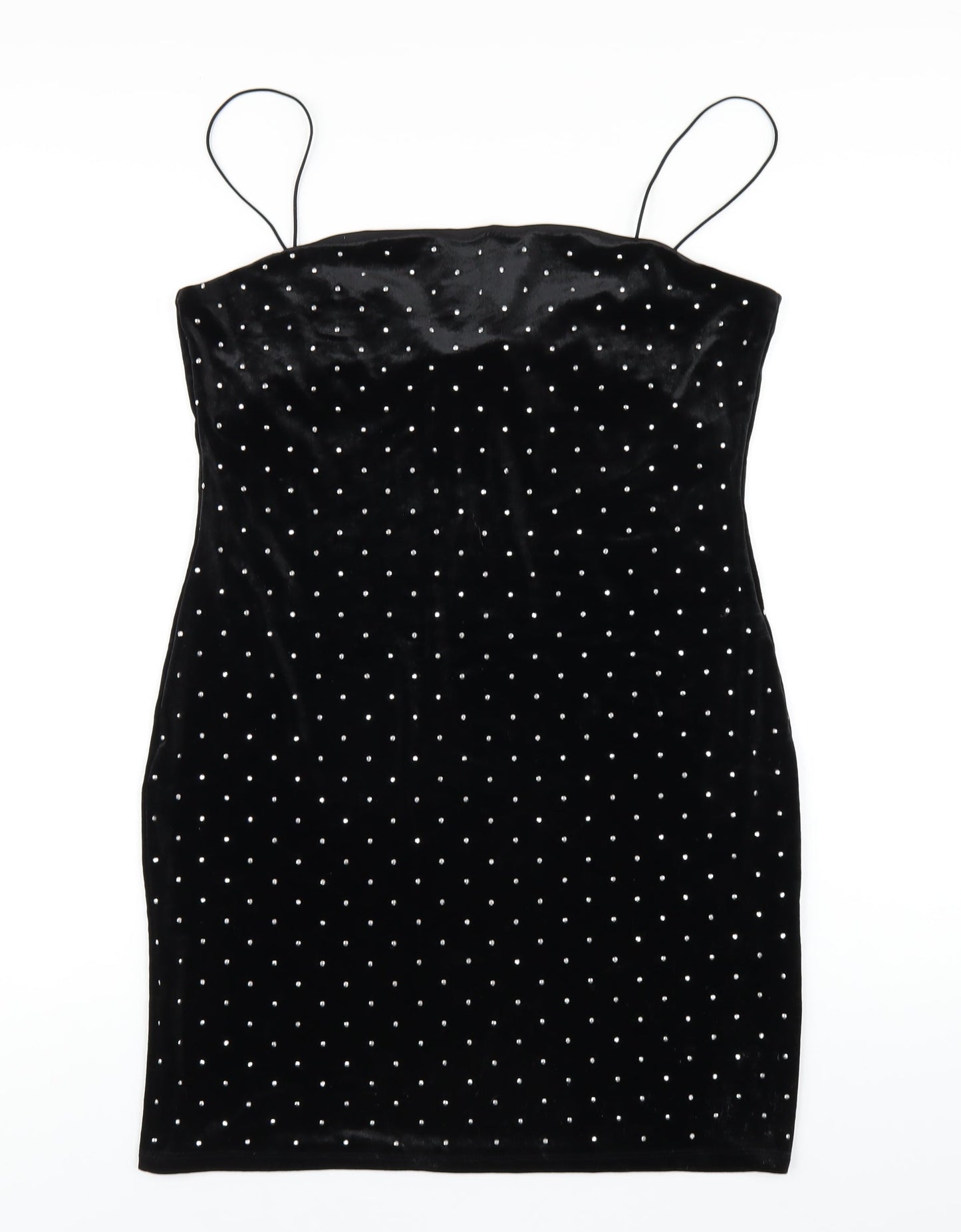 H&M Womens Black Polyester Bodycon Size L Square Neck Pullover
