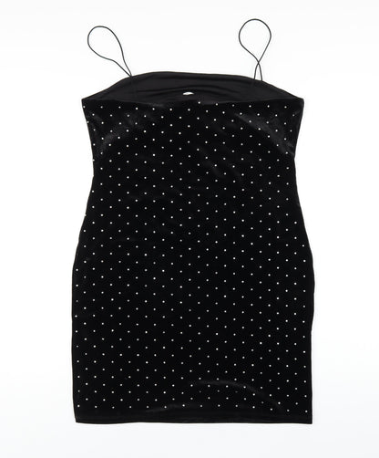H&M Womens Black Polyester Bodycon Size L Square Neck Pullover