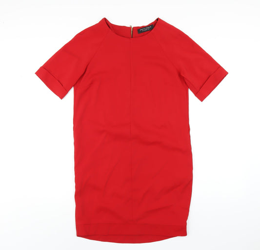 Dorothy Perkins Womens Red Polyester A-Line Size 6 Round Neck Zip