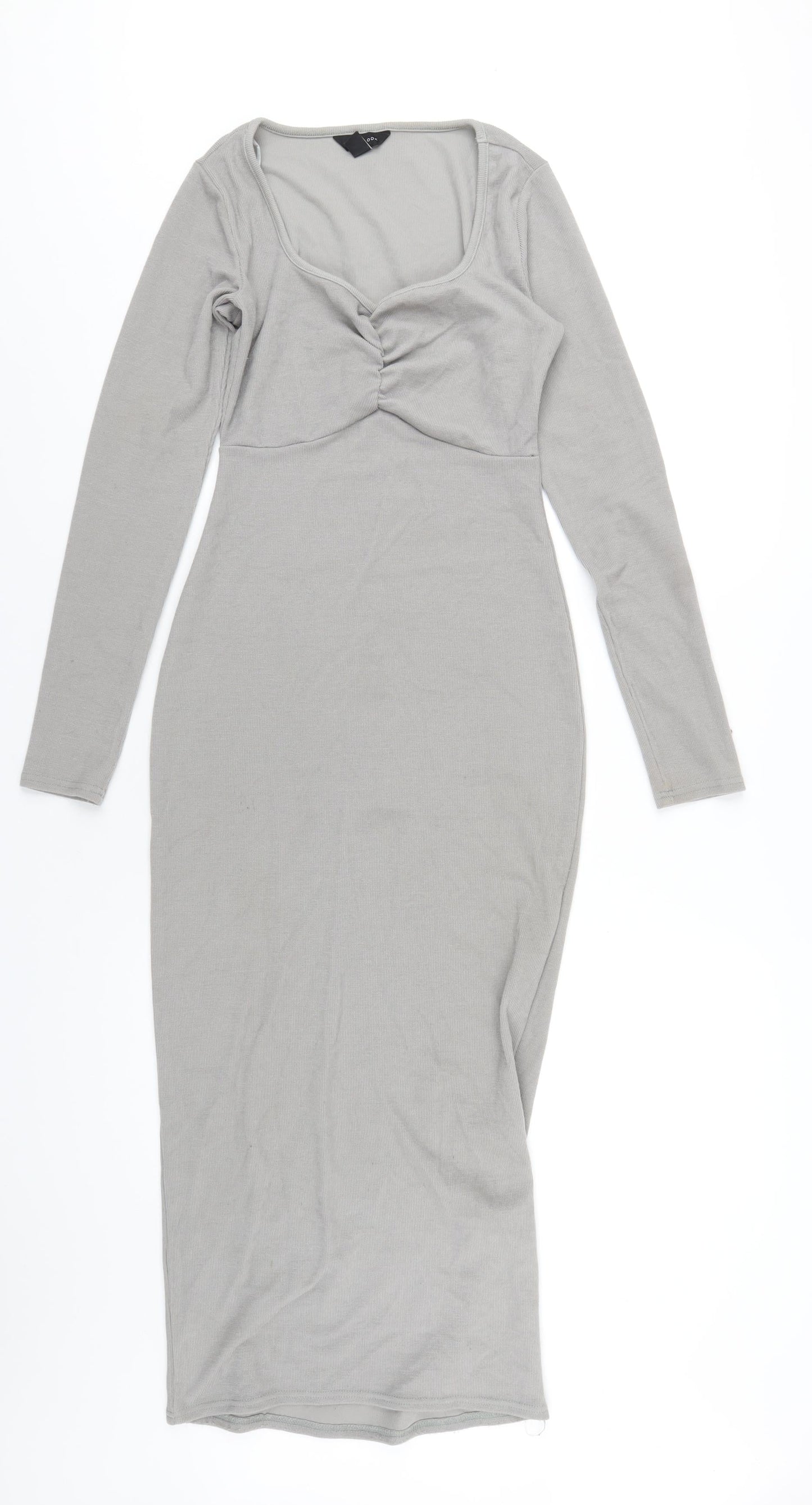 New Look Womens Grey Polyester Bodycon Size 10 Square Neck Pullover