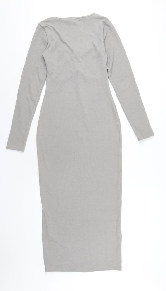 New Look Womens Grey Polyester Bodycon Size 10 Square Neck Pullover