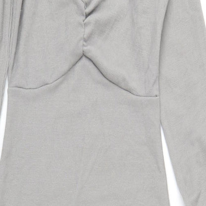 New Look Womens Grey Polyester Bodycon Size 10 Square Neck Pullover