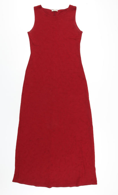 Topshop Womens Red Polyester A-Line Size 10 Round Neck Pullover