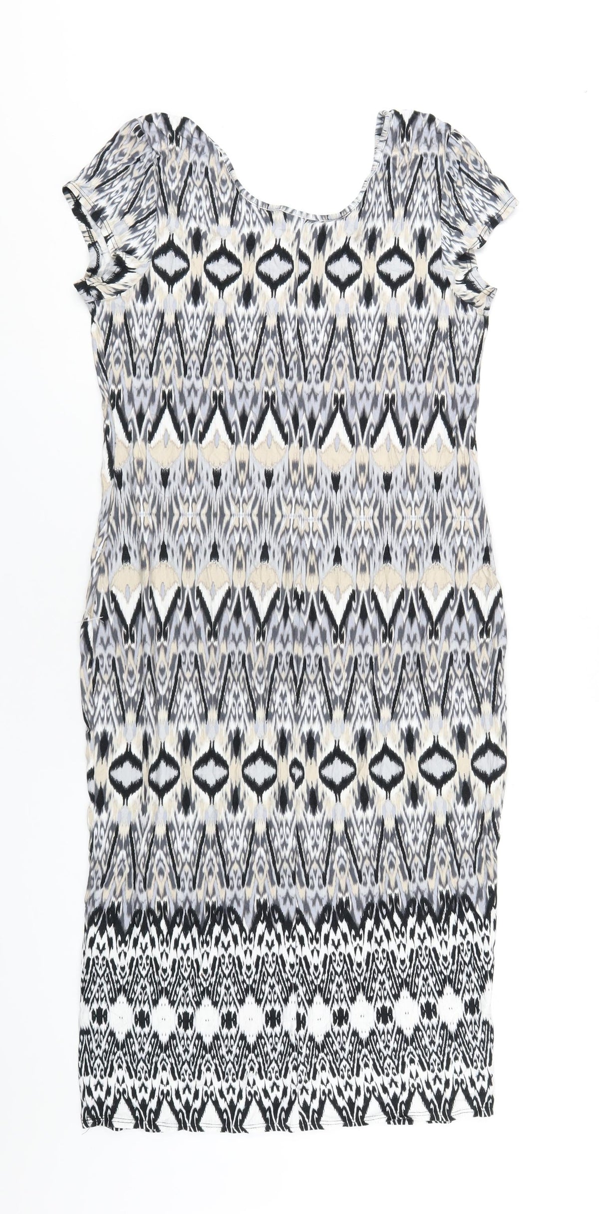 Wallis Womens Multicoloured Geometric Viscose Bodycon Size M Scoop Neck Pullover