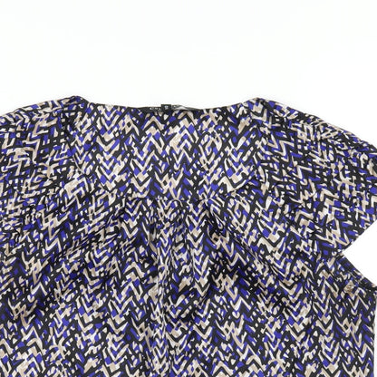 Womens UK Size 10 Debenhams Blue Basic T-Shirt