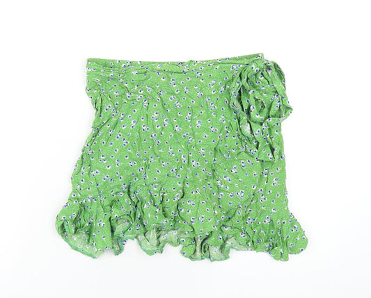 New Look Womens Green Floral Viscose A-Line Skirt Size 10