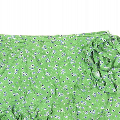 New Look Womens Green Floral Viscose A-Line Skirt Size 10