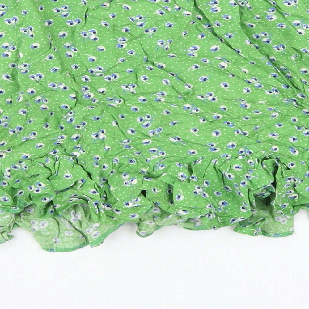 New Look Womens Green Floral Viscose A-Line Skirt Size 10