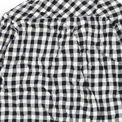 NEXT Girls Black Check Cotton Shirt Dress Size 10 Years Collared Button