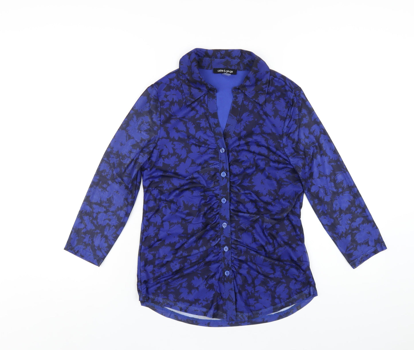 Womens UK Size XS Cable & Gauge Blue Basic Button-Up